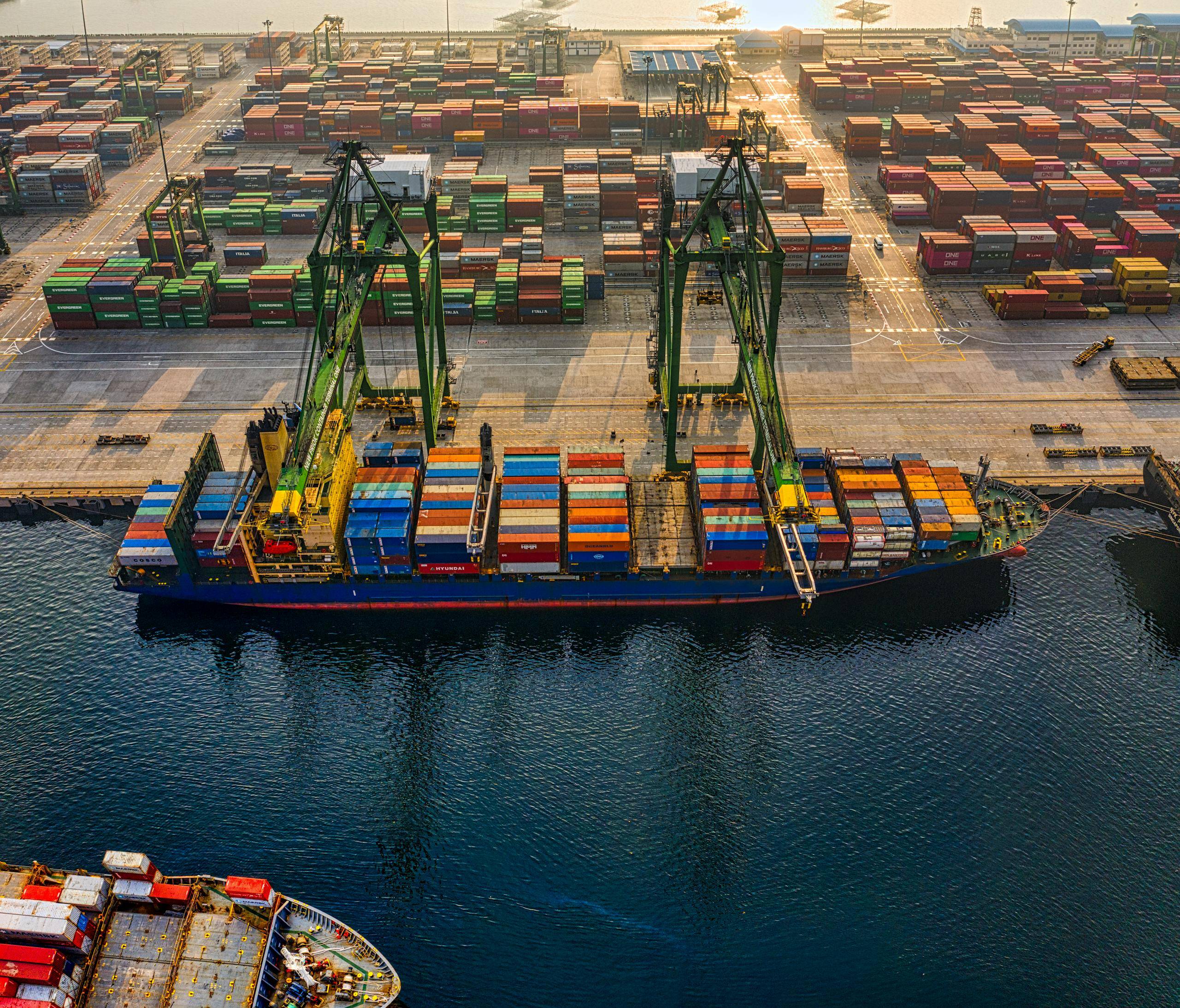 Drone Shot of a Cargo Ship on Port